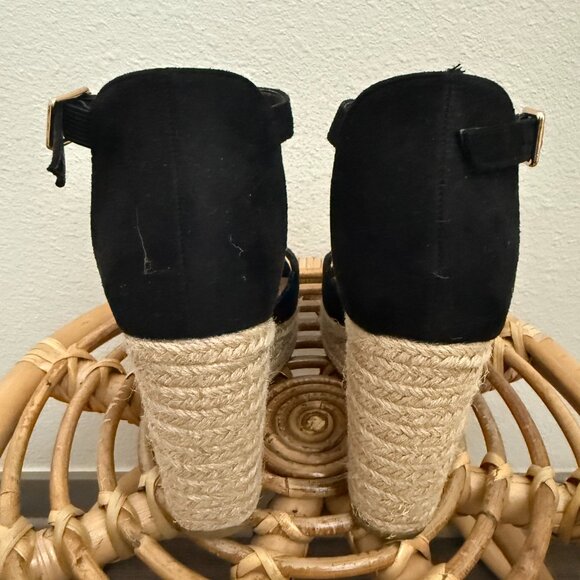 Black Suede Ankle Strap Espadrilles Size 6.5 - Picture 3 of 3